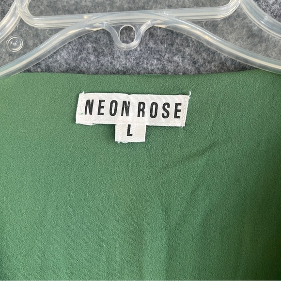 NEON ROSE Printed Tiered Lined Midi Dress Green Floral Size Large - Picture 5 of 10